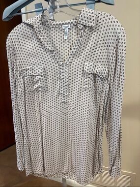 Splendid Cream and Black Geometric Henley Tunic